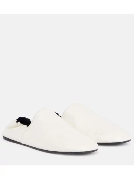 Pantofi loafer Khaite din piele slip-on alb