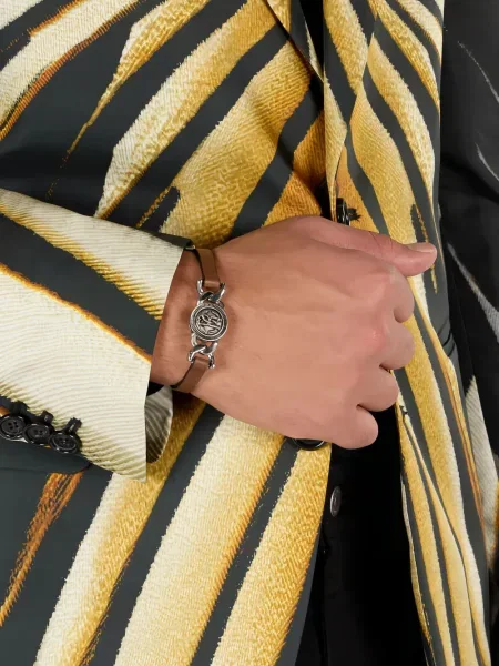 Kožna narukvica Roberto Cavalli smeđa