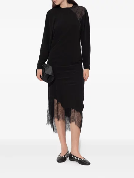 Rochie midi Iro din dantelă până la genunchi de costum negru