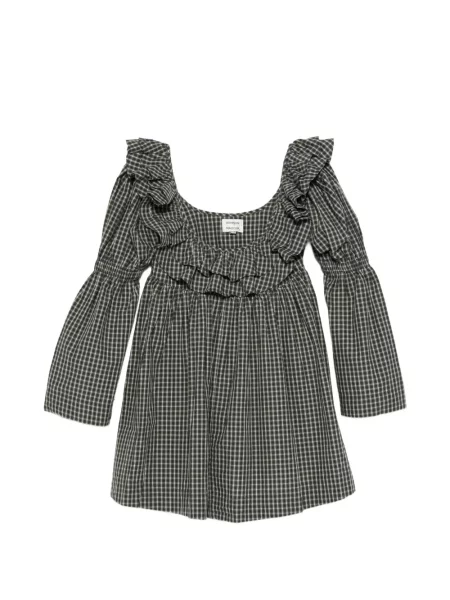 Rochie mini Damson Madder în carouri verde