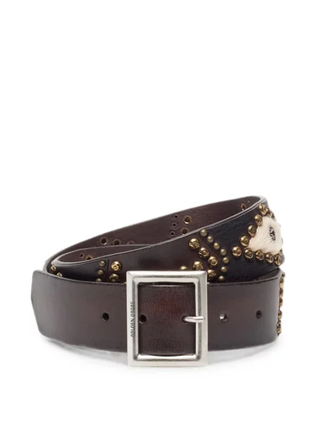 Curea Golden Goose din piele cu tepi maro