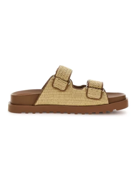 Klapki Guess z logo biznesowe beżowe