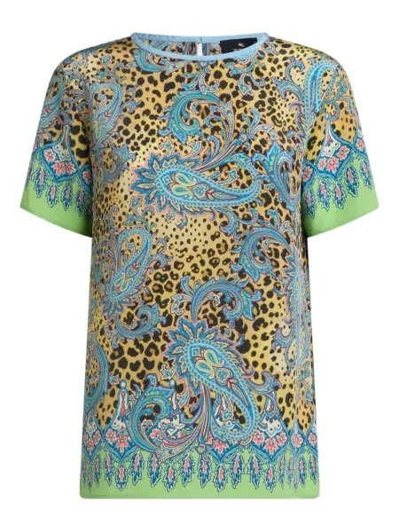 Top Etro de mătase cu imprimeu animal print galben