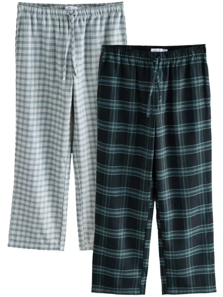 Next Spodnji del pižame ecru / pastelno zelena / temno zelena črna