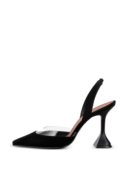 Pantofi cu toc Amina Muaddi din piele de căprioară slingback negru