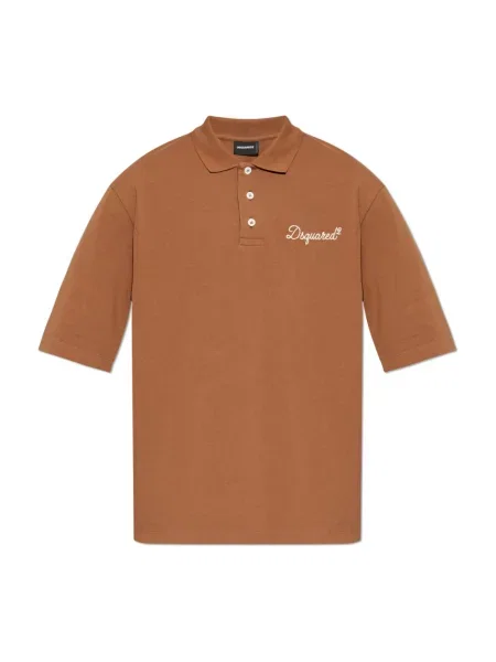 Koszulka polo Dsquared2 z logo brązowa