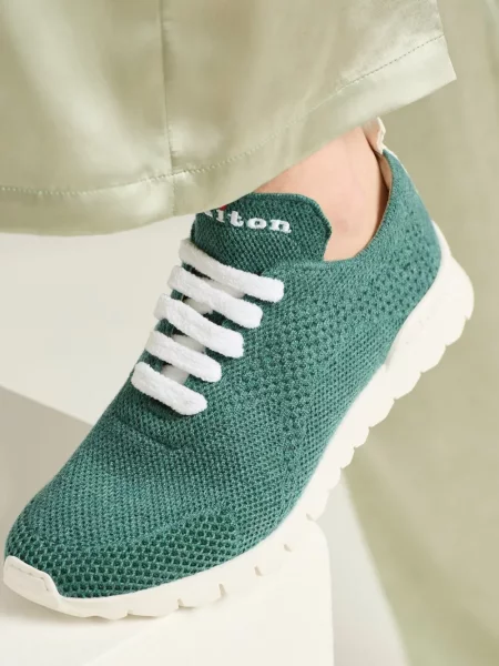 Sneakerși Kiton din cașmir verde