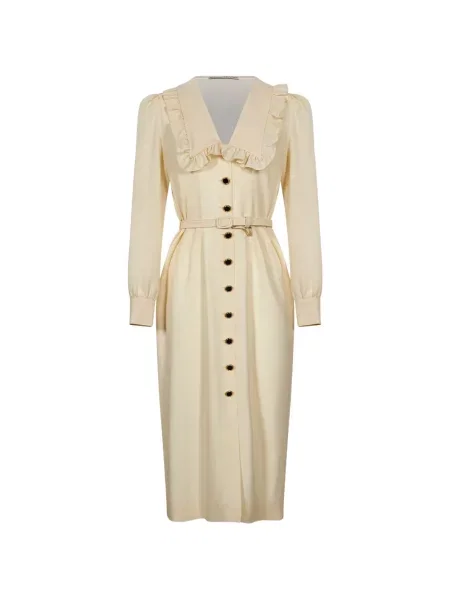 Rochie midi Alessandra Rich cu volane alb