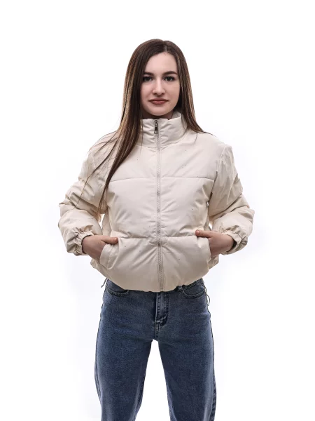 Демісезонна куртка LUMO молочний текстиль/поліестер