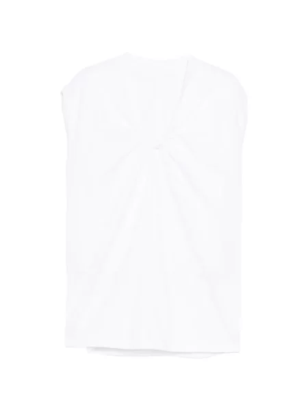 Tricou Less fără mâneci plisat alb