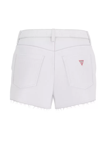 Guess Jeans szorty jeansowe beżowy gładkie high waist białe