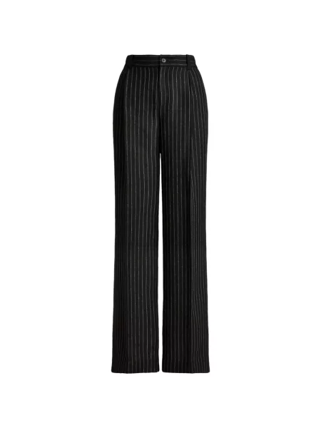 Pantaloni palazzo Lauren Ralph Lauren de in cu dungi negru