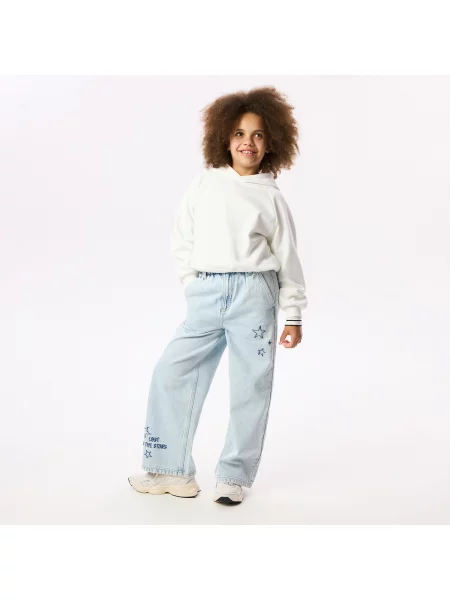Reserved Wide leg farmer hímzett díszítéssel kék