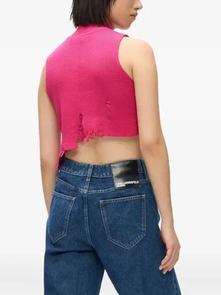 Top Karl Lagerfeld Jeans zdrențuiți roz