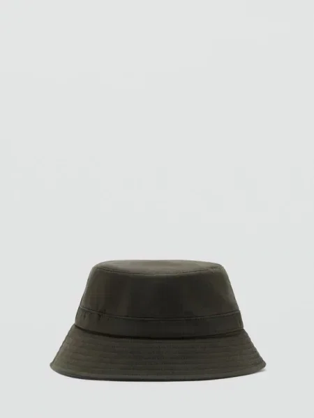 Czapka ze woskowanej bawełny khaki Mężczyzna uniwersalny MANGO MAN