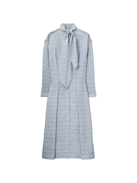 Rochie tip cămașă Tory Burch din jacard cu legături gri