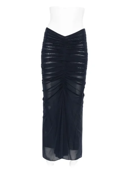 Fustă midi Mugler plasă până la genunchi albastru