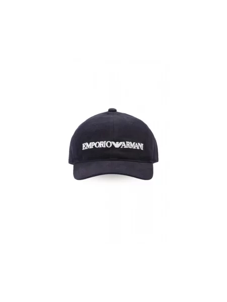 Emporio Armani Czapka granatowy z aplikacją czarna