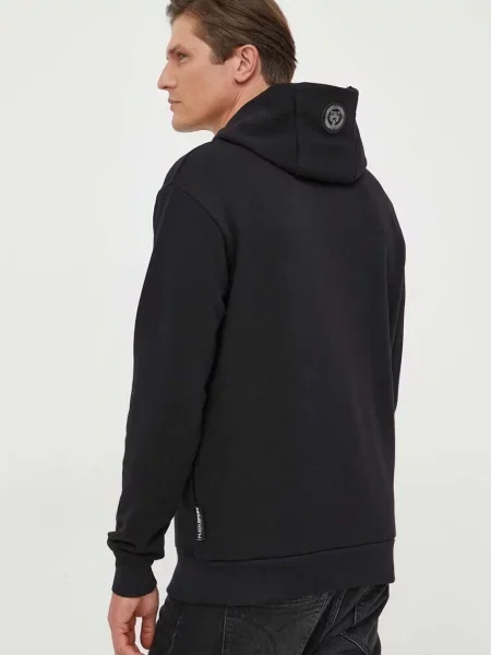 PLEIN SPORT bluza z kapturem z nadrukiem czarny