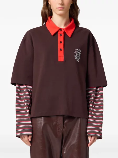 Tricou polo Msgm cu autograf maro