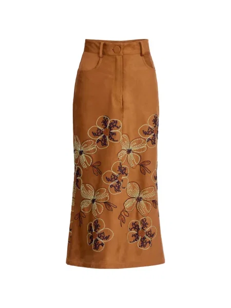 Fustă midi Silvia Tcherassi cu model floral maro