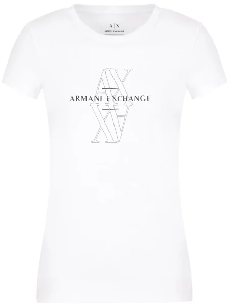 Tricou Armani Exchange cu broderie alb