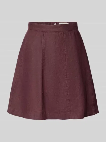 Spódnica lniana z zapięciem na guzik model ‘Naira Claritta’ Msch Copenhagen bordowa