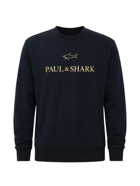 Pulover Paul & Shark cu imagine cu decolteu rotund albastru