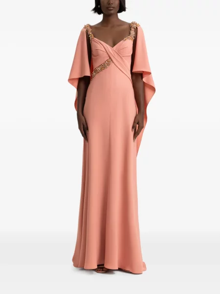 Sukienka maxi Gemy Maalouf z koralikami na ramiączkach różowa
