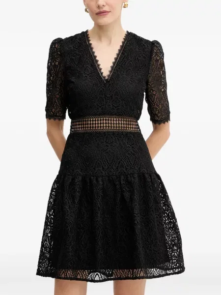 Rochie mini Morgan cu decolteu în V din dantelă negru