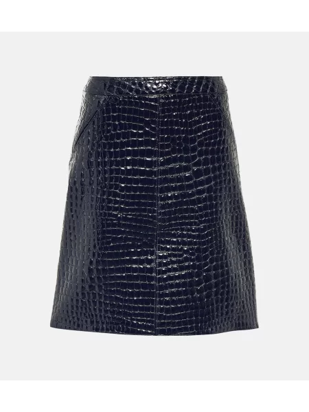 Fustă din piele Tom Ford până la genunchi albastru