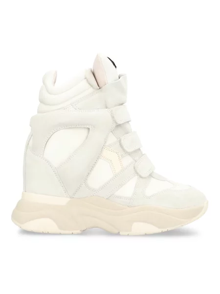 Sneakersy Isabel Marant zamszowe na koturnie białe