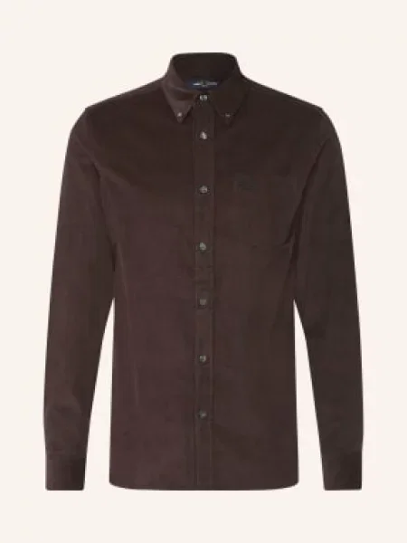 Fred Perry Kordová Košile Slim Fit tmavě hnědá
