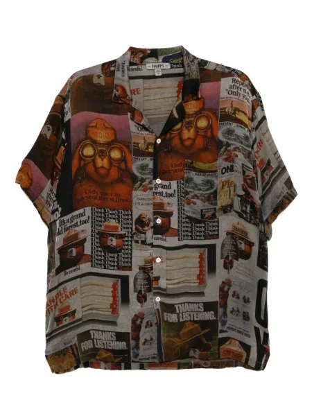 Риза Stain Shade с принт кафяво