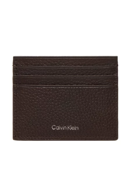 Calvin Klein etui na karty skórzane brązowy