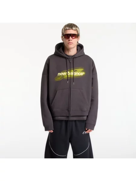 Mikina New Balance Street Classics Distort FZ Hood Black Cement M černá