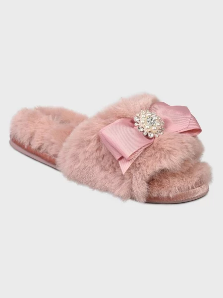 Искусственный мех тапочки Pretty You London розовые