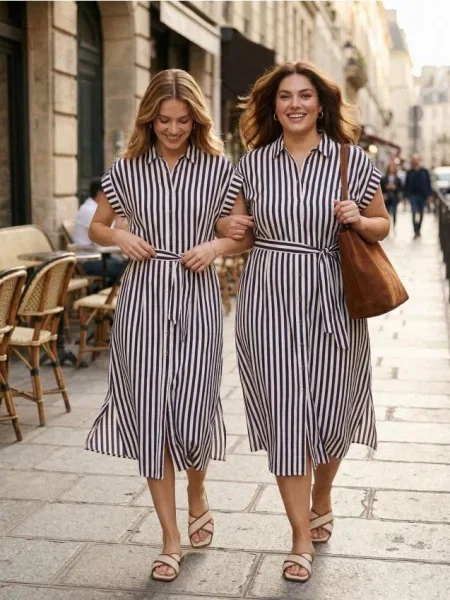 Міді сукня в смужку різнобарвний