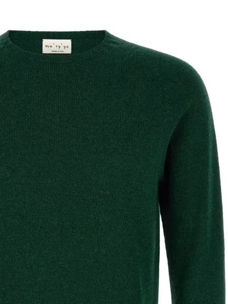 Pulover Ma'ry'ya cu decolteu rotund verde