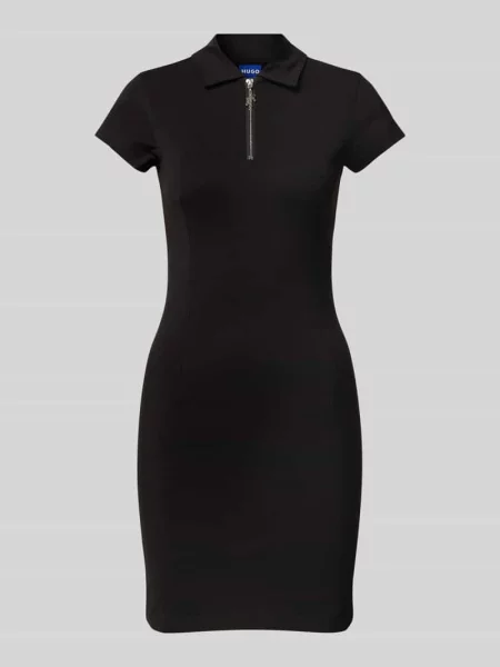 Sukienka mini z listwą na błyskawiczny model ‘Nera’ Hugo Blue czarna