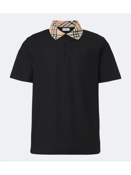 Tricou polo Burberry în carouri negru