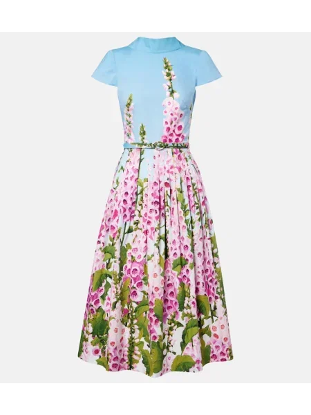 Rochie midi Oscar De La Renta cu model floral până la genunchi din poplin