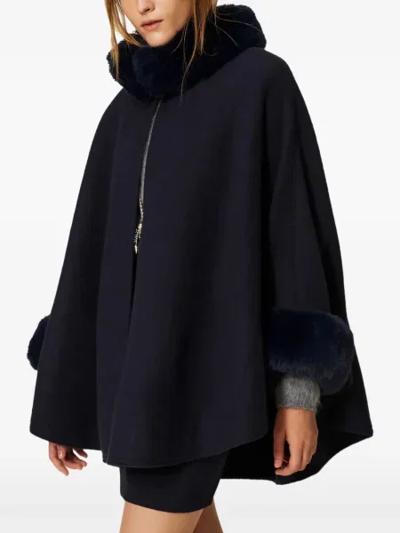 Poncho Twinset de lână albastru