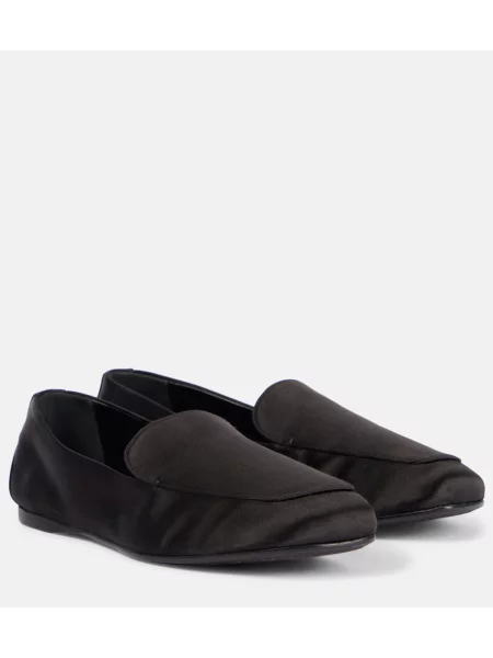Pantofi loafer Khaite din satin negru