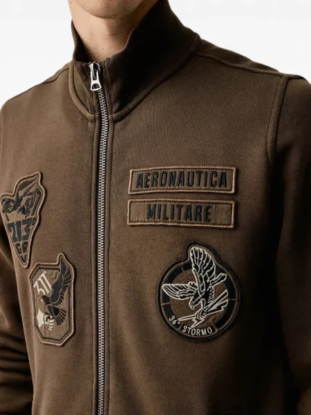 Mikina na zips Aeronautica Militare hnedá