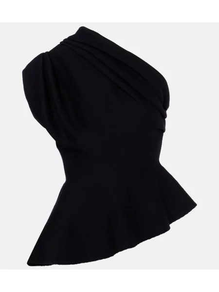 Top Khaite de lână cu un umăr gol negru