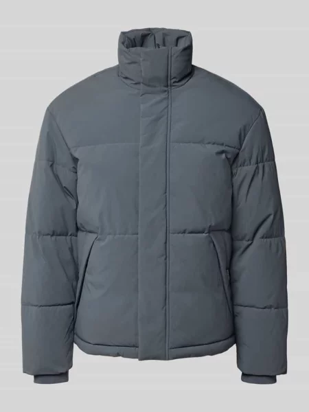 Kurtka pikowana z ukrytym zamkiem błyskawicznym model SOHO' Jack & Jones niebieska