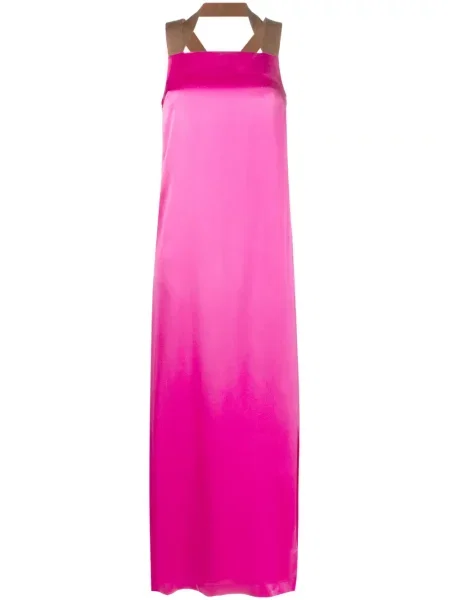 Rochie maxi Alysi din satin lungă de costum roz