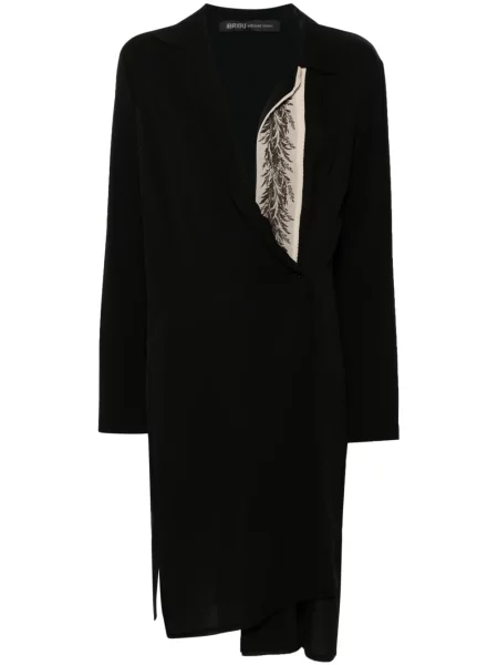 Rochie midi Ibrigu de mătase plic negru