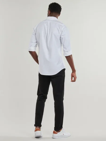 Cămașă Polo Ralph Lauren cu guler nasturi din țesătură twill alb
